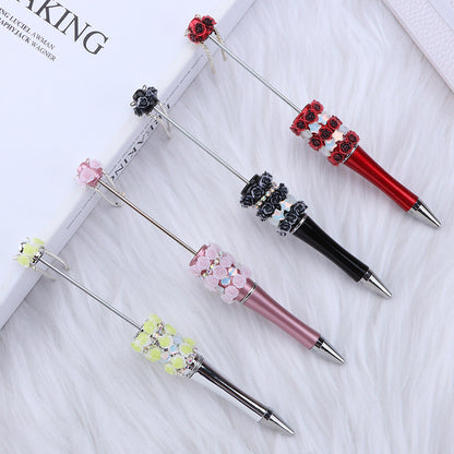Creative DIY rose petal bead pen, exquisite handmade diamond beaded pen, girl heart blind box gift pen