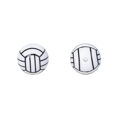 Factory Spot 15mm Silicone Beads Baby Teething Necklace Loose Beads Football Basketball Water Transfer Silicone Beads Wholesale