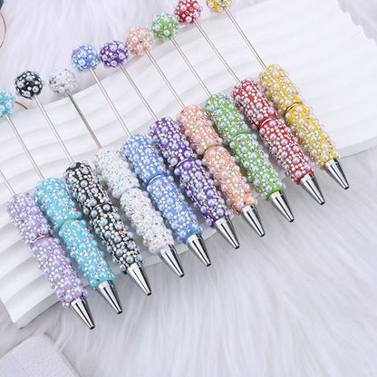 New DIY pearl full diamond bead pen, heavy industry diamond-encrusted pearl ballpoint pen, student stationery gift pen wholesale