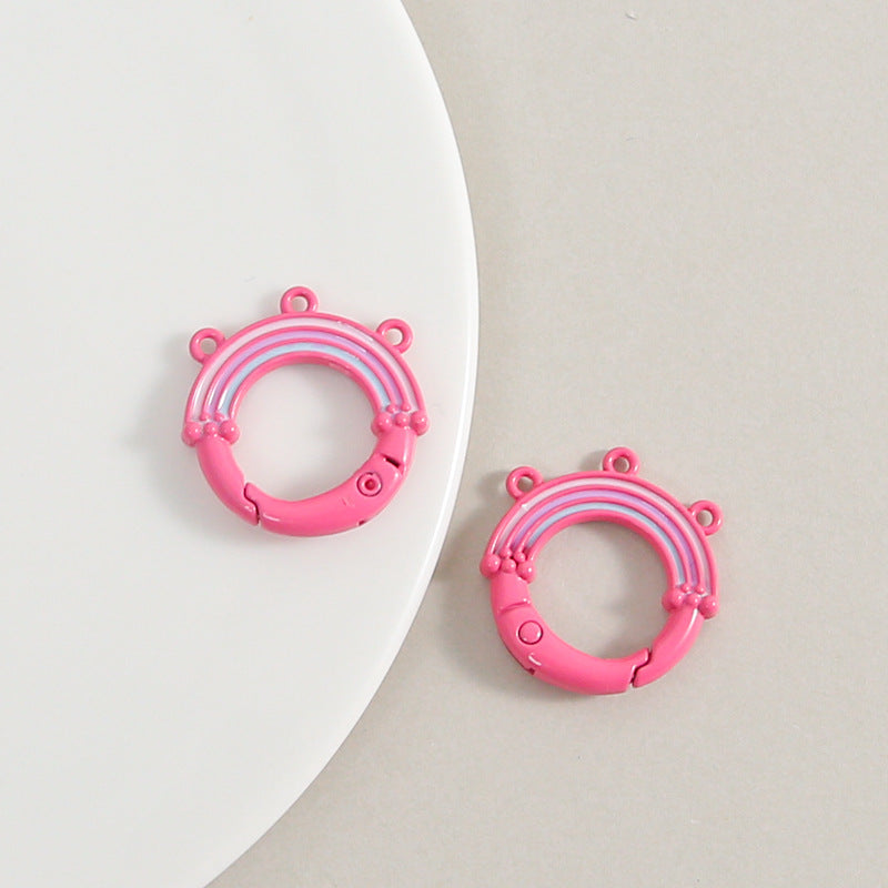 Creative Little Fresh Rainbow with Three Rings of Spring Buckle Jewelry Accessories Bag Buckle Keychain DIY Pendant Material Wholesale