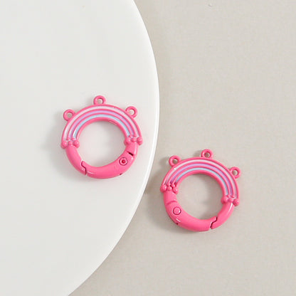 Creative Little Fresh Rainbow with Three Rings of Spring Buckle Jewelry Accessories Bag Buckle Keychain DIY Pendant Material Wholesale