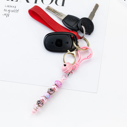 Spot DIY beaded bell keychain creative personalized bag pendant keychain candy color plastic keychain