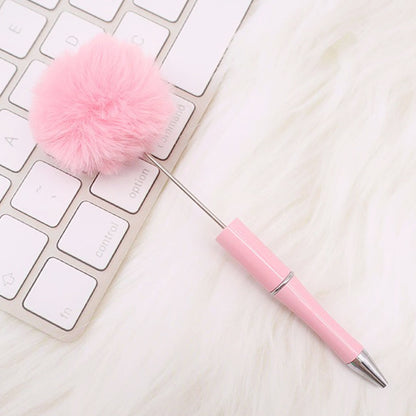 DIY hairball bead pen, cute furry gift pen, multi-color beadable ballpoint pen beadedpen spot