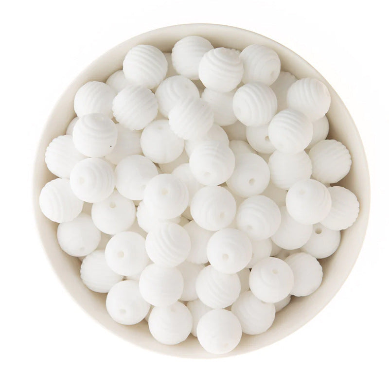 Spot 15mm silicone threaded beads food grade material baby toothpaste chain loose beads DIY accessories honeycomb beads wholesale