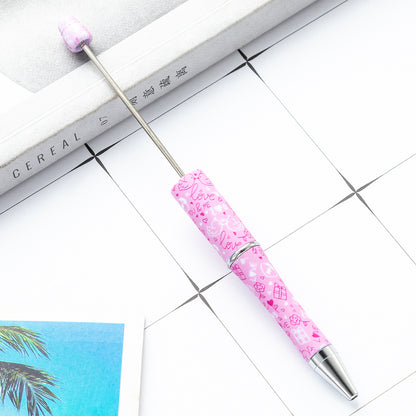 Creative DIY plastic bead pen Valentine's Day love series beaded ballpoint pen spot wholesale printing bead pen