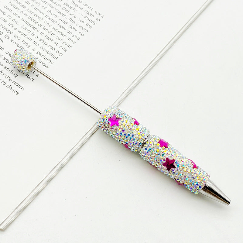 DIY cute star moon bead pen, colorful full diamond wear beads ballpoint pen cross-border explosion cute pen wholesale