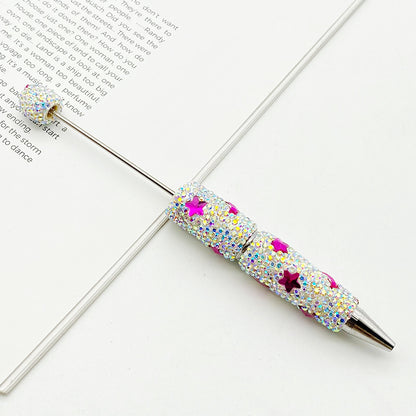 DIY cute star moon bead pen, colorful full diamond wear beads ballpoint pen cross-border explosion cute pen wholesale