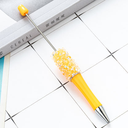 DIY multi-color broken diamond bead pen creative hand-affixed crystal plastic pen cute girl heart advertising gift pen