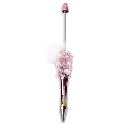 Soft cute pearl hairball DIY bead pen colorful bubble beads rotating ballpoint pen girl heart hand account gift pen