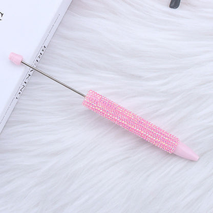Cross-border long diamond-encrusted beaded pen DIY sticker full diamond beaded ballpoint pen creative cute girl heart gift pen