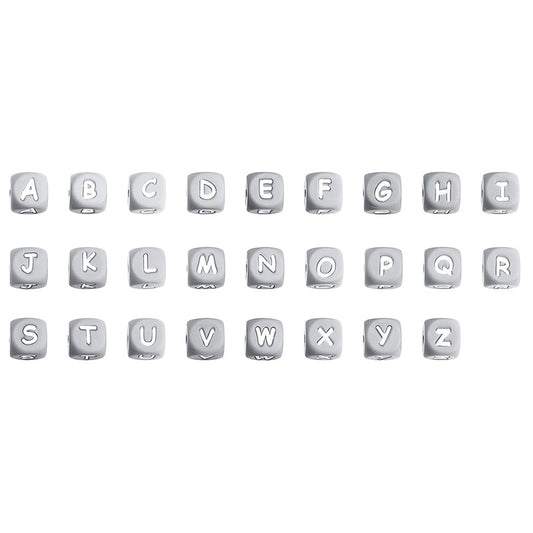 12 Mm White Characters on Light Gray Background European and American English Alphabet Silicone Beads DIY Beaded Jewelry Bracelets Necklaces Food Grade Silicone Alphabet Beads Wholesale