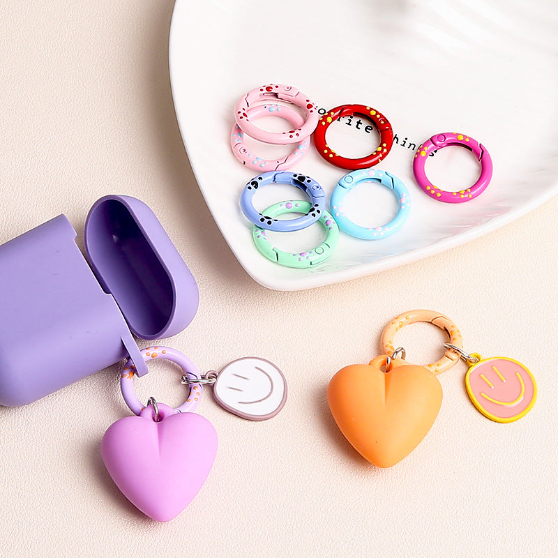 25mm Cat Paw Candy Color Metal Paint  Spring Chain Keychain Pendant DIY Jewelry Accessories Ring Buckle Backpack Buckle