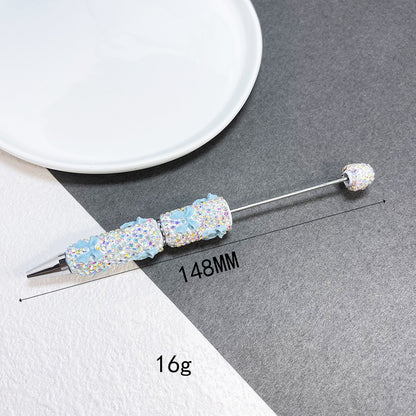 Cross-border full diamond soft pottery bow small fresh bead pen DIY creative multi-color diamond-encrusted gift pen ballpoint pen