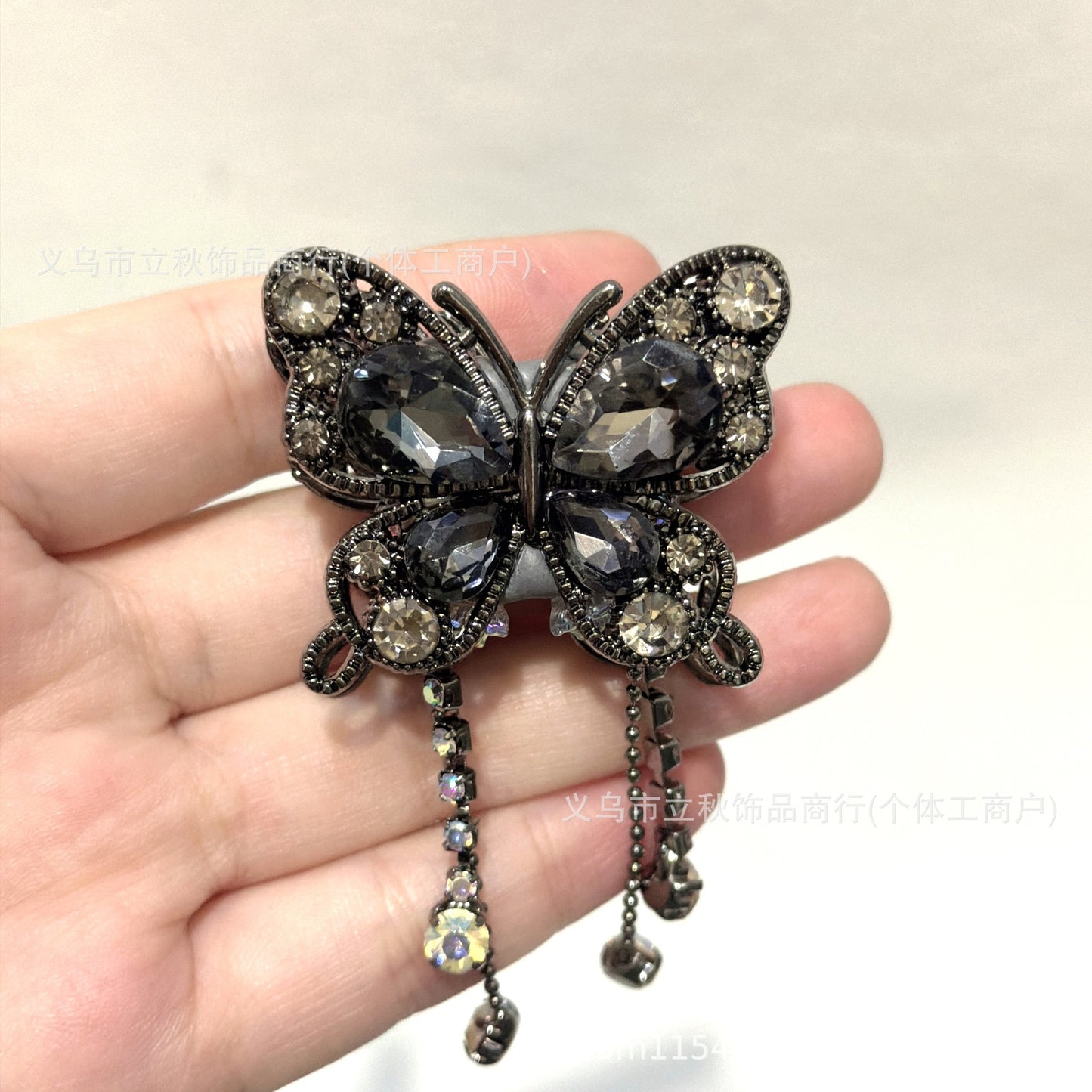Heavy Industry Soft Pottery Three-dimensional Advanced Sense Butterfly Crystal Tassel Beads Wear Pen Loose Beads Handmade Mobile Phone Chain Accessories DIY