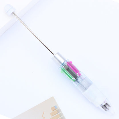 Creative four-color bead pen, multi-color refill, key mark plastic, ballpoint pen, four-color DIY push gift