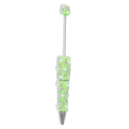 Cross-border explosion heavy industry full diamond pearl chain bead pen DIY rotating ballpoint pen mobile phone chain accessories material