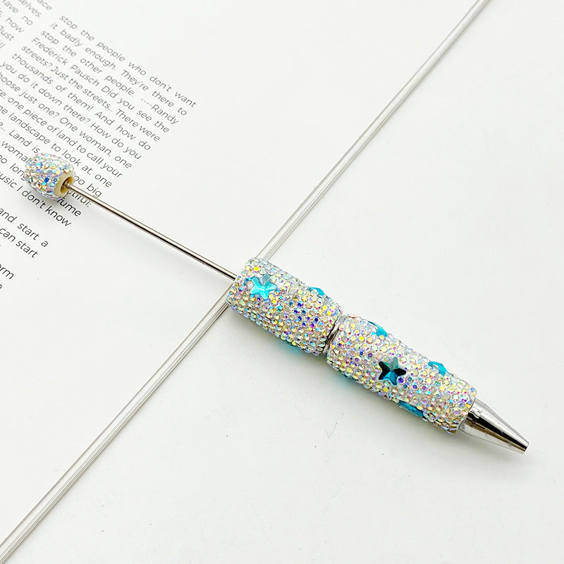 DIY cute star moon bead pen, colorful full diamond wear beads ballpoint pen cross-border explosion cute pen wholesale