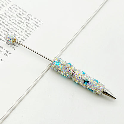 DIY cute star moon bead pen, colorful full diamond wear beads ballpoint pen cross-border explosion cute pen wholesale