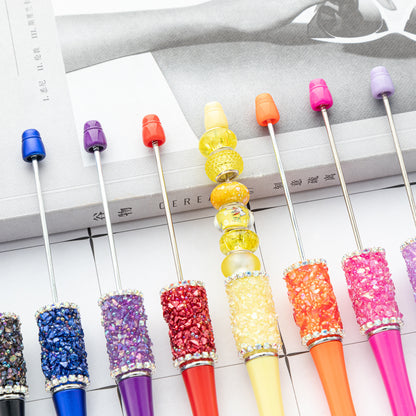 DIY crystal gravel bead pen wholesale creative exquisite cute girl heart plastic pen multi-color spinning ballpoint pen