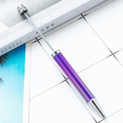 DIY plastic bead pen wholesale UV electroplating colorful beaded ballpoint pen creative student plastic bead pen