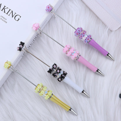 Creative DIY rose petal bead pen, exquisite handmade diamond beaded pen, girl heart blind box gift pen