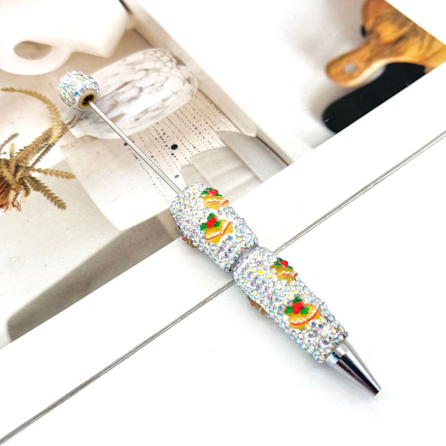 New Christmas full drill pen, creative DIY bead pen Santa Claus Elk Snowman KT cat cartoon gift pen