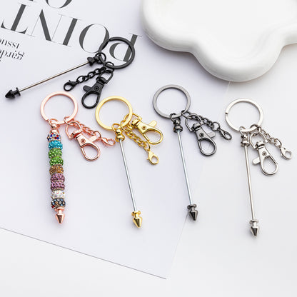 New DIY metal beaded keychain conical bullet pole key chain, luggage pendant pendant keychain