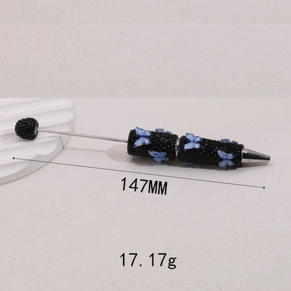Cross-border creative butterfly soft pottery full of diamonds handmade bead pen DIY small gift gift pen creative ballpoint pen