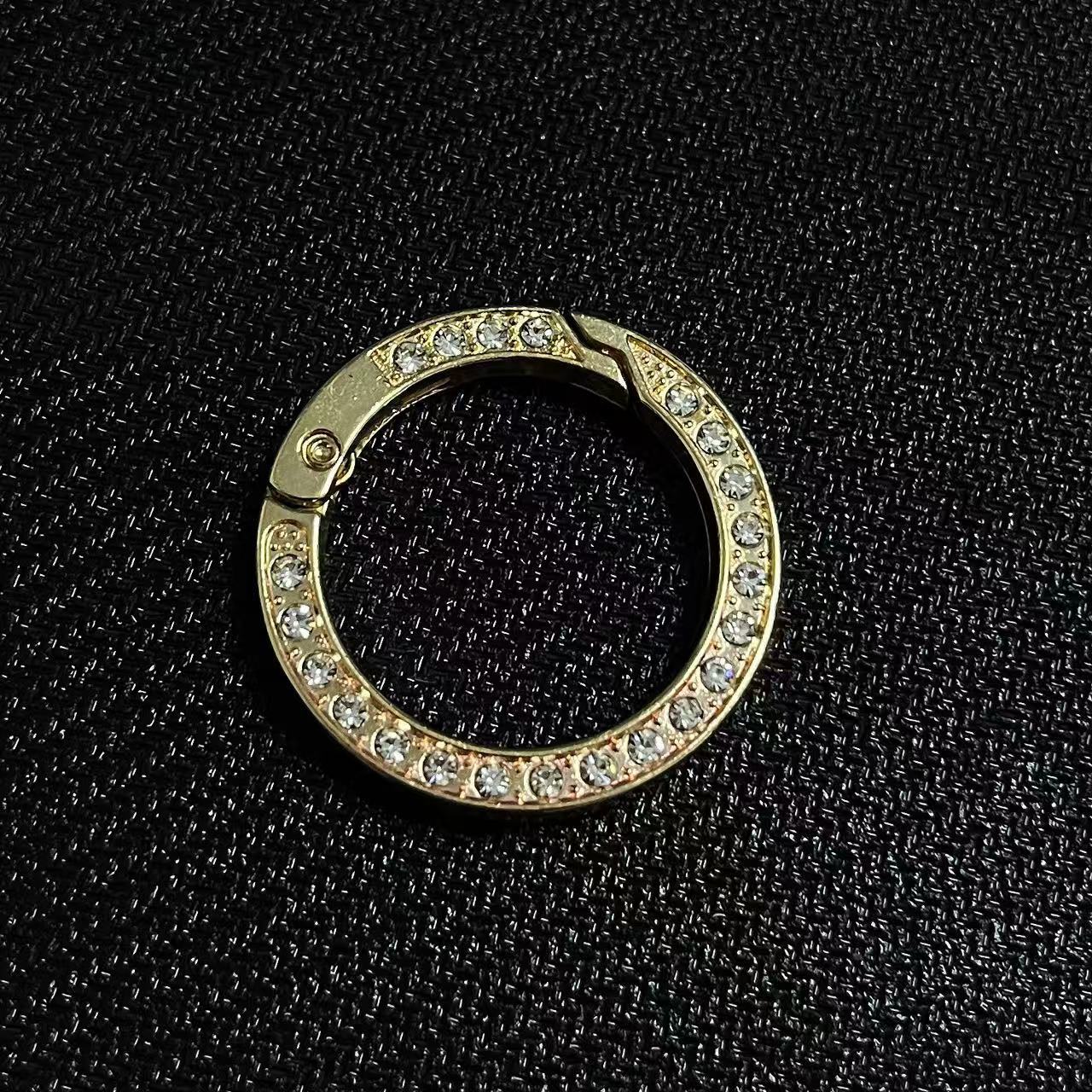 35MM Round Diamonds Keyring High-grade Diamond Spring Opening Ring Flat Wire Metal Spring Ring Car Key Spring Ring Round Hardware Accessories