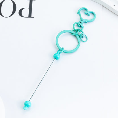 New DIY beaded love keychain pendant, small gift pendant, metal keychain, candy-colored keychain.