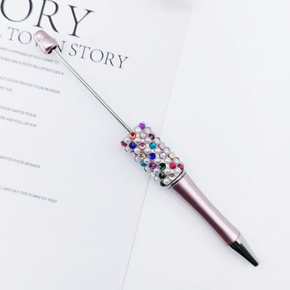 Gradual change color candy diamond bead pen DIY handmade diamond pearl agate ballpoint pen, cute creative gift pen