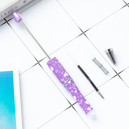 Creative DIY plastic bead pen Valentine's Day love series beaded ballpoint pen spot wholesale printing bead pen