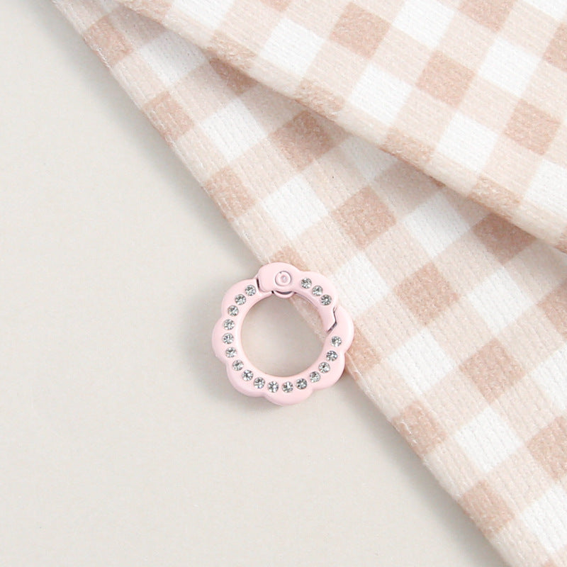 21mm Zinc Alloy Colored Petals with Diamonds, Spring Ring, Open Connection Ring DIY Jewelry, Keychain, Buckle Accessories