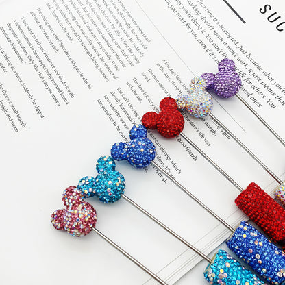Creative Mickey Head Full Drill Bead Pen DIY Handmade Sticker Drill Ballpoint Pen Cartoon Mickey Gift Pen Manufacturer Spot