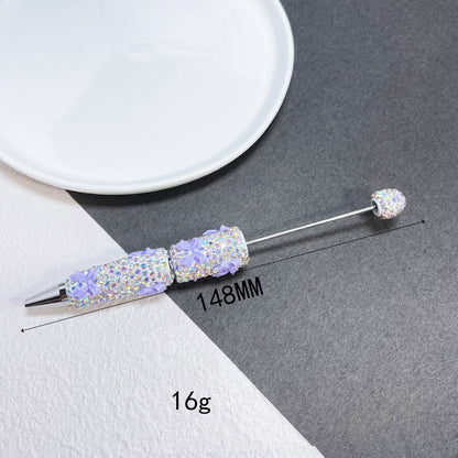 Cross-border full diamond soft pottery bow small fresh bead pen DIY creative multi-color diamond-encrusted gift pen ballpoint pen