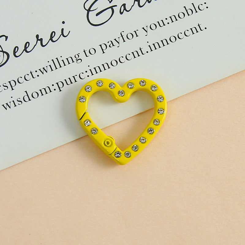 25 * 26Mm Candy Color Love Point Drill Spring Buckle Open Ring Mobile Phone Chain Keychain Handmade DIY Jewelry Accessories