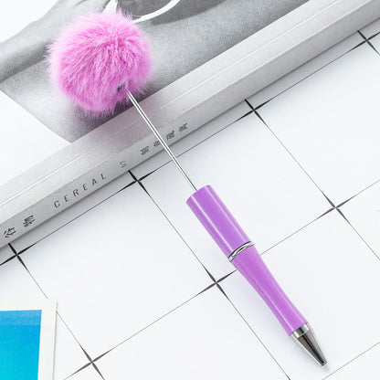 Creative DIY hairball bead pen wholesale cute wind fluffy gift pen new multi-color beaded ballpoint pen