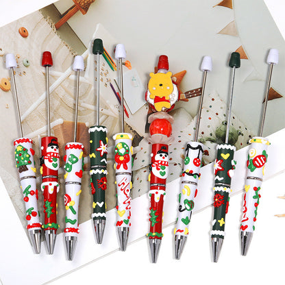 Cross-border Christmas hand-painted bead pen fashionable high-value cartoon bead pen new Santa Claus painted bead pen