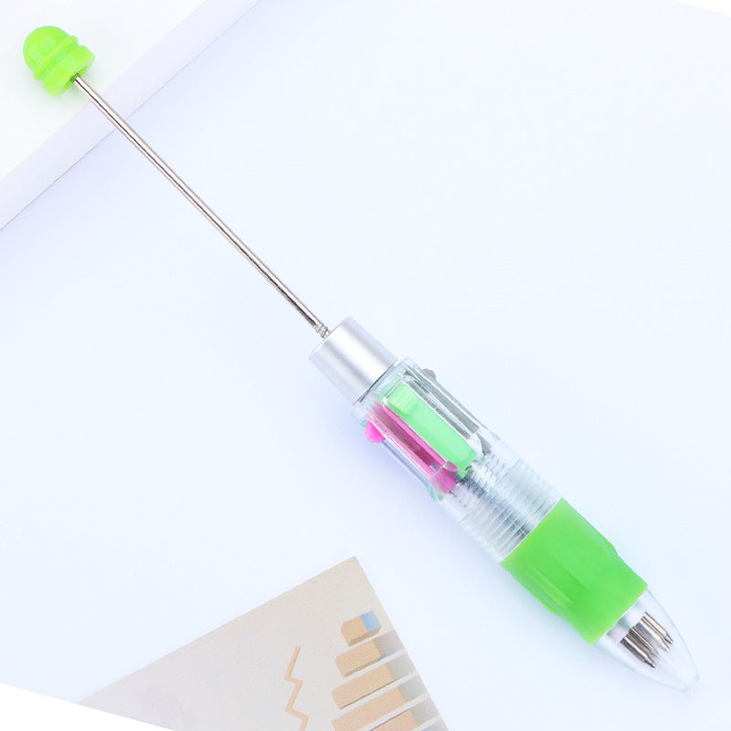 Creative four-color bead pen, multi-color refill, key mark plastic, ballpoint pen, four-color DIY push gift