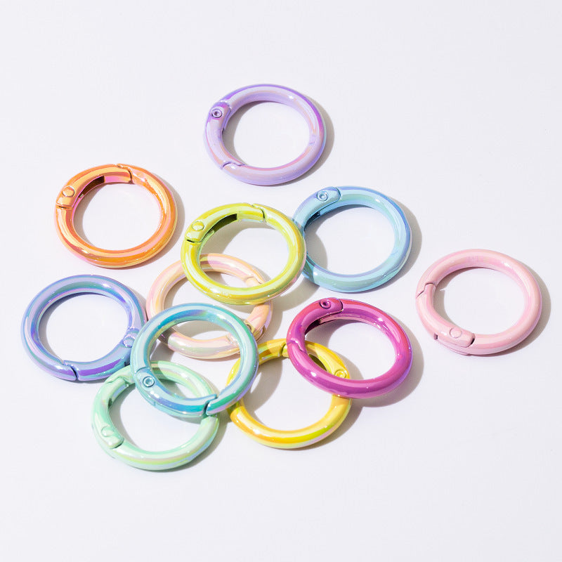 20Mm UV electroplated color spring buckle ab color Mapei spring ring DIY jewelry accessories alloy round connection keychain