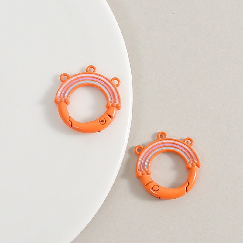 Creative Little Fresh Rainbow with Three Rings of Spring Buckle Jewelry Accessories Bag Buckle Keychain DIY Pendant Material Wholesale