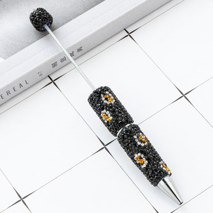 New DIY leopard print bead pen handmade diamond-set beaded ballpoint pen multi-color plastic bead pen wholesale
