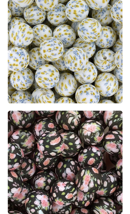 15mm Silicone Beads Water Transfer Beads DIY Jewelry Bead Pen Loose Beads Wholesale #101-150