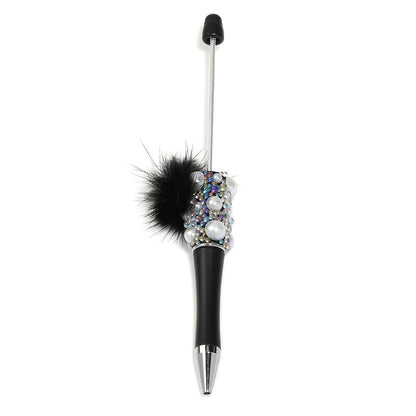 Soft cute pearl hairball DIY bead pen colorful bubble beads rotating ballpoint pen girl heart hand account gift pen