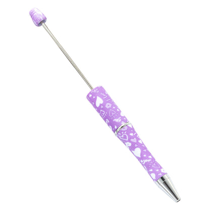 Creative DIY plastic bead pen Valentine's Day love series beaded ballpoint pen spot wholesale printing bead pen