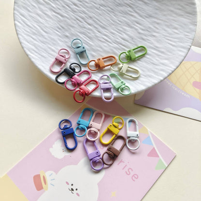 32*12mm Candy Color Paint Zinc Alloy Door Buckle Rotating Fast Hanging Shrimp Lobster Buckle Keychain Bag Doll Buckle Accessories
