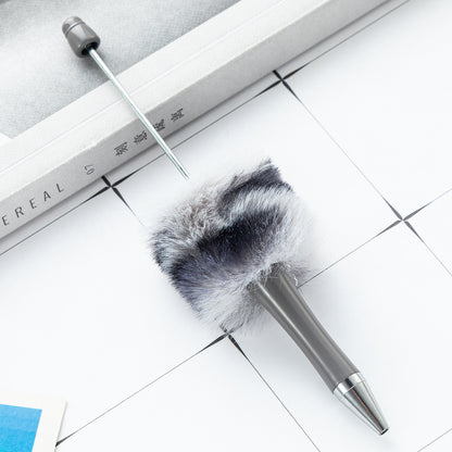 Cross-border plastic plush bead pen creative handmade DIY ballpoint pen new cartoon hairball bead pen wholesale