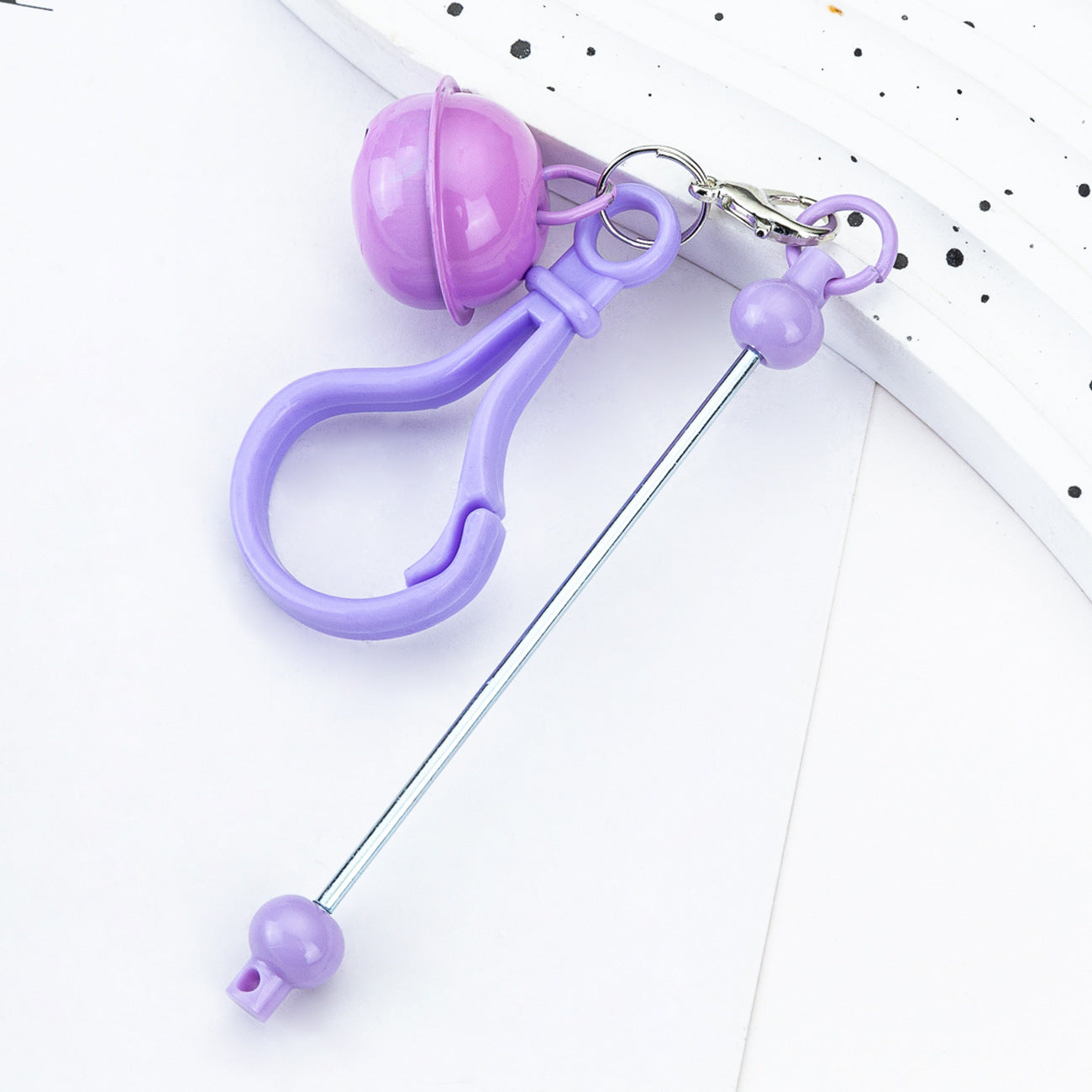 Spot DIY beaded bell keychain creative personalized bag pendant keychain candy color plastic keychain