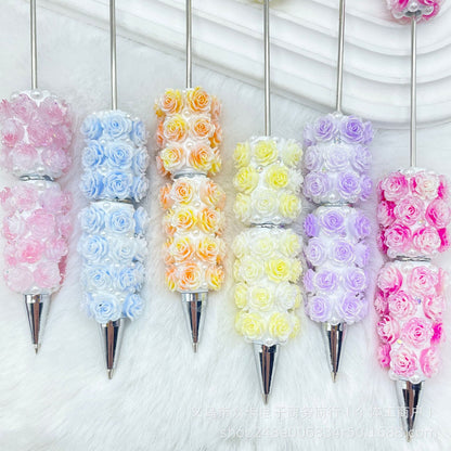 Cross-border new rose bead pen, creative handmade DIY Moe grain heavy industry hand-painted bead bead factory spot