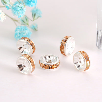12Mm Hand-drilled Ring Spacer Beads, Colored Bracelet with Diamond Spacer Wheel Ring DIY Jewelry Accessories